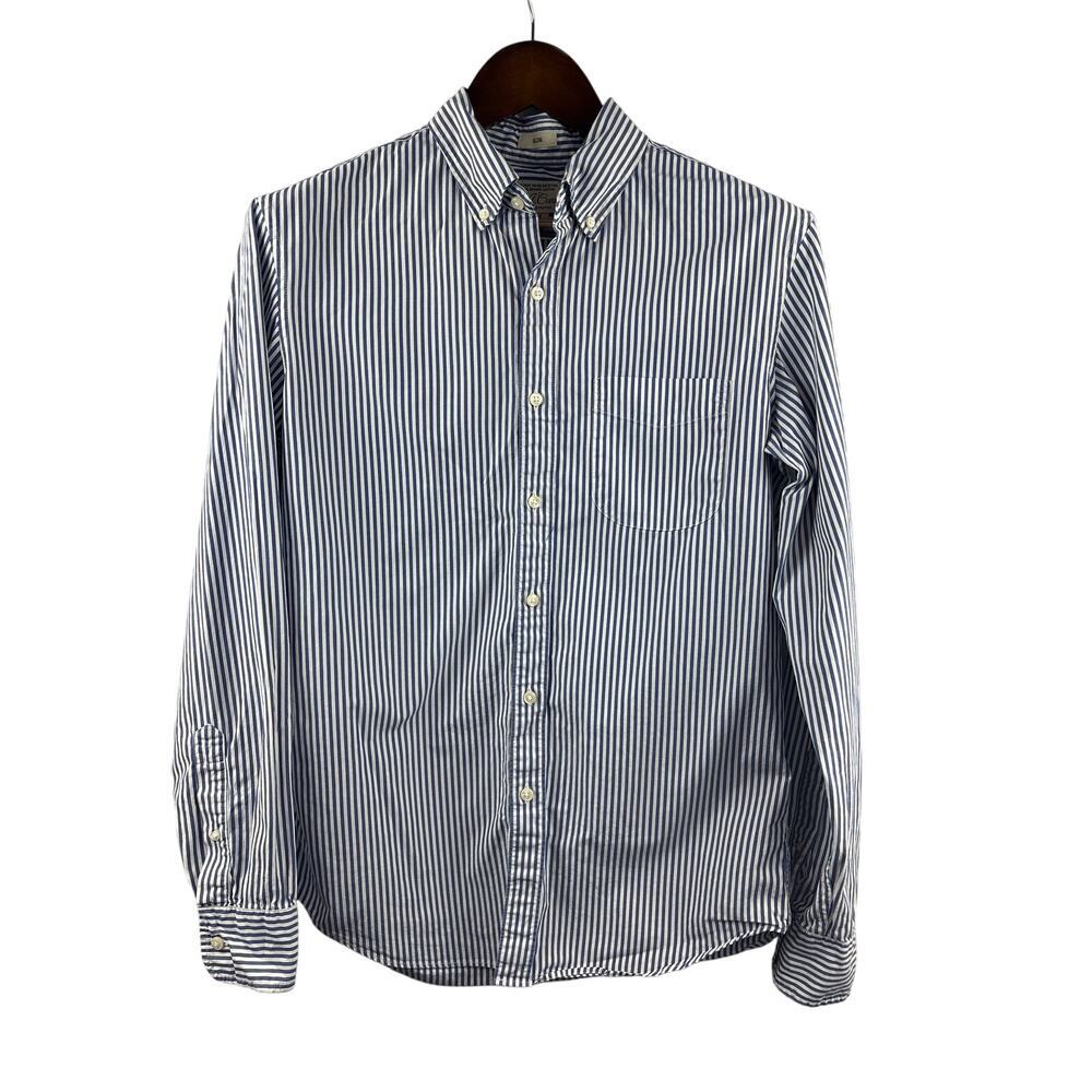 Men’s J.Crew Medium Blue & White Striped Button Up
